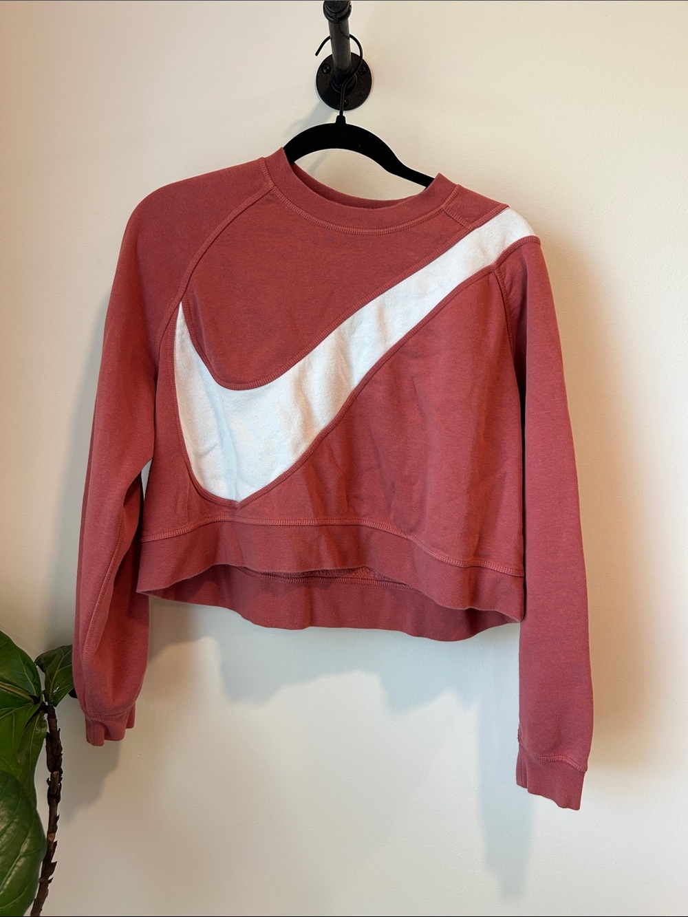 Women's Dusty Rose Nike Crewneck Sweatshirt with White Swoosh